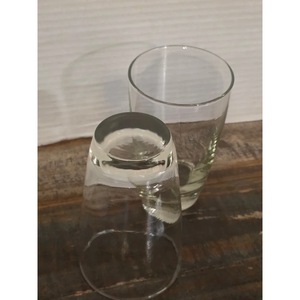 Set of 2 Clear Glass Highball Tumblers Weighted Base Tapered Water Glasses 5.5in